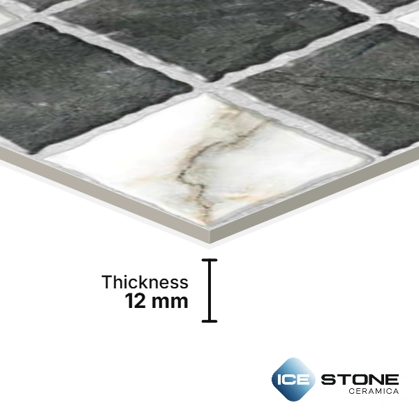 Grey White Stone Block Pattern Matt Vitrified Parking Floor Tile 16×16 inch – 2063 - Image 4