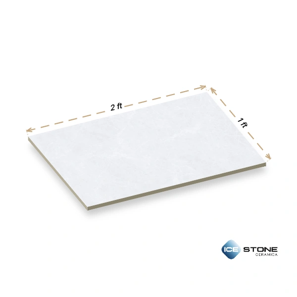 White Marble Plain Glossy Ceramic Wall Tile 1×2 ft – 1670-L - Image 3