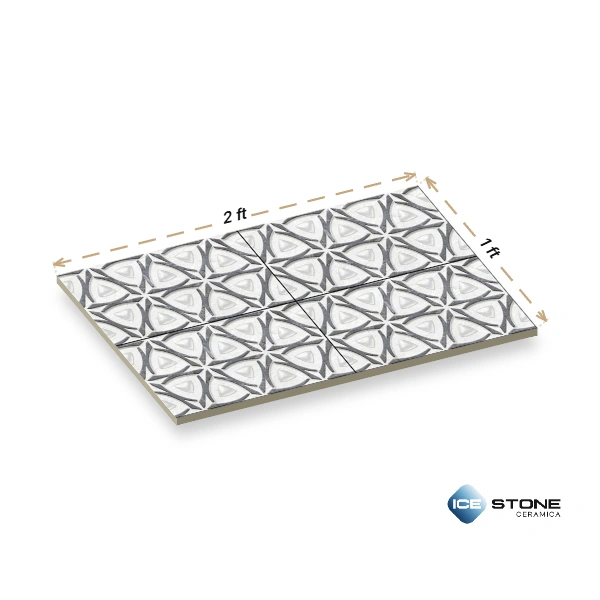 White Grey Floral Marble Highlighter Glossy Ceramic Wall Tile 1×2 ft – 1743-HL1 - Image 3