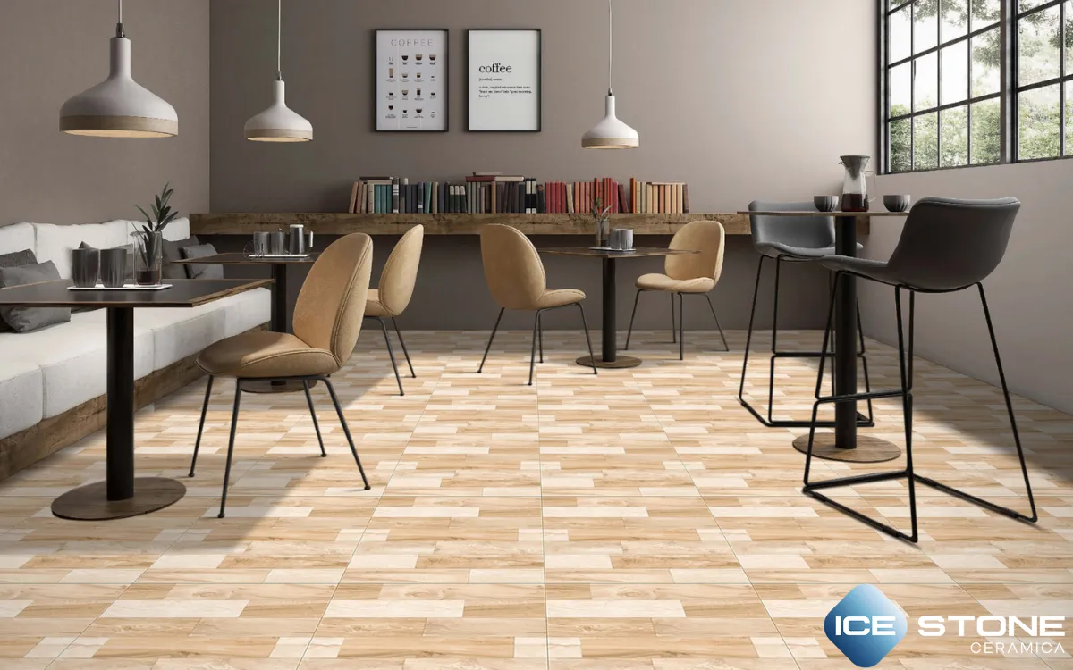 Beige Mosaic Wood Pattern Matt Porcelain Wall And Floor Tile 2×2 ft – 1006 - Image 2