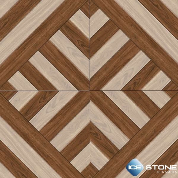 Brown Beige Wooden Chevron Pattern Matt Vitrified Parking Floor Tile 16×16 inch – 2123 - Image 3