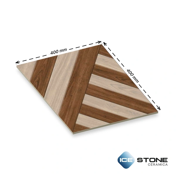 Brown Beige Wooden Chevron Pattern Matt Vitrified Parking Floor Tile 16×16 inch – 2123 - Image 4