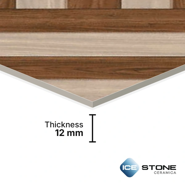 Brown Beige Wooden Chevron Pattern Matt Vitrified Parking Floor Tile 16×16 inch – 2123 - Image 5