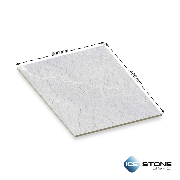 Light Grey Cracked Stone Texture Matt Vitrified Parking Tile 2x2 ft - Slate 104 LT - Image 3