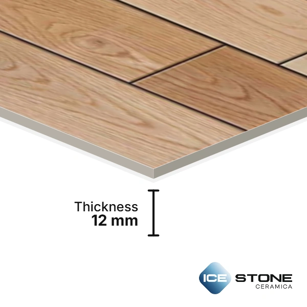 Natural Beige Wooden Plank Pattern Matt Vitrified Parking Floor Tile 16×16 inch – 3002 - Image 5
