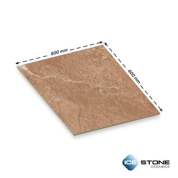 Brown Cracked Stone Texture Matt Vitrified Parking Tile 2x2 ft - Slate 105 DK - Image 3