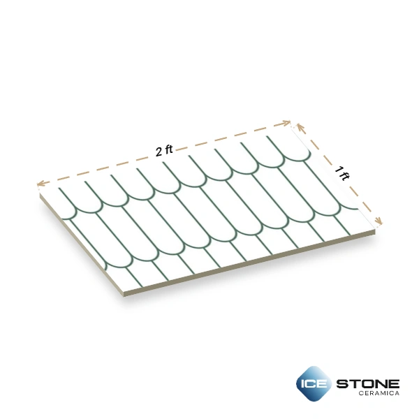 White Green Vertical Scale Texture Glossy Subway Ceramic Wall Tile 1×2 ft – 174-LT - Image 4