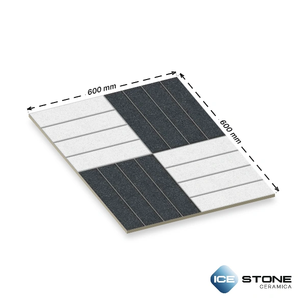 Grey White Stripe Checkerboard Pattern Matt Vitrified Parking Tile 2x2 ft - Streeps 109 - Image 4