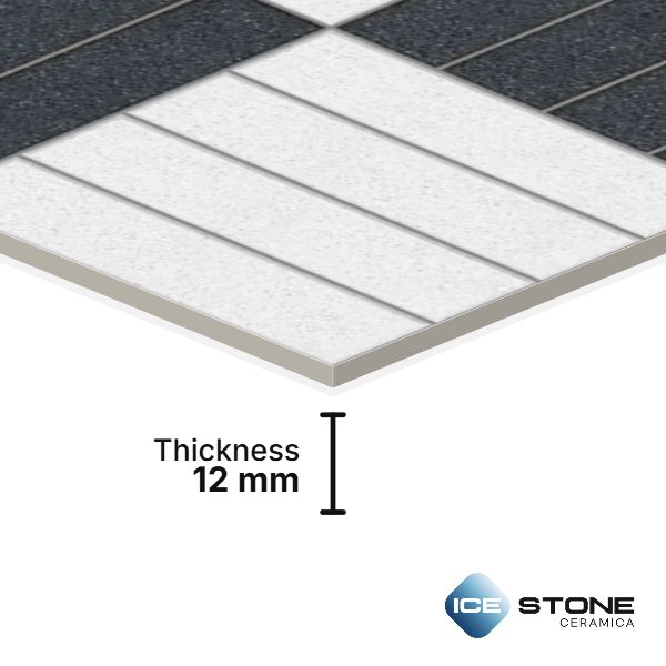 Grey White Stripe Checkerboard Pattern Matt Vitrified Parking Tile 2x2 ft - Streeps 109 - Image 3