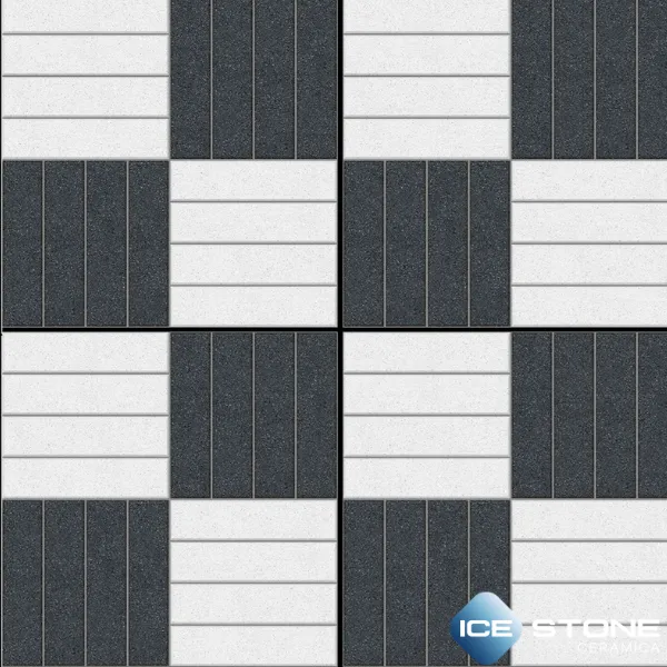 Grey White Stripe Checkerboard Pattern Matt Vitrified Parking Tile 2x2 ft - Streeps 109 - Image 2