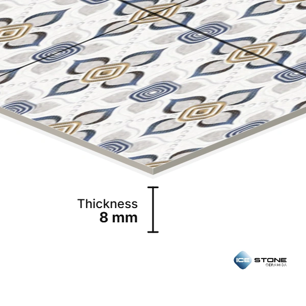 White Blue Gold Geometric Pattern Highlighter Glossy Ceramic Wall Tile 1×2 ft – 1988-HL1 - Image 2