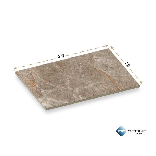 Taupe Brown Marble Glossy Ceramic Wall Tile 1×2 ft – 1990-D - Image 3