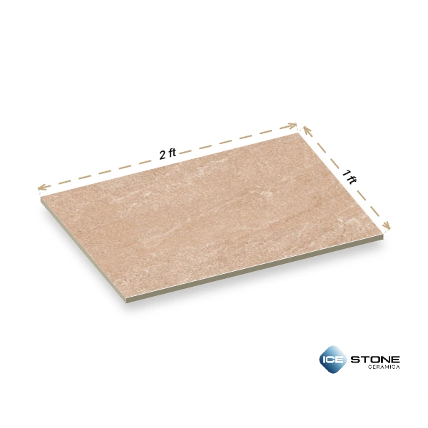 Beige Stone Texture Glossy Ceramic Wall Tile 1×2 ft – 1991-D - Image 3