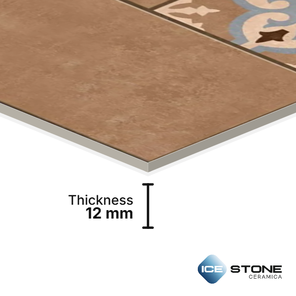 Brown Terracotta Floral Motif Pattern Matt Vitrified Parking Tile 2x2 ft - Castel Stone 113 - Image 4
