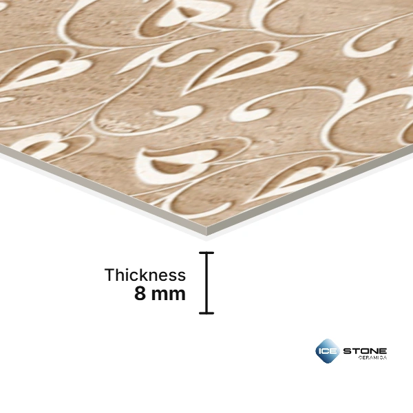 Beige Floral Marble Highlighter Glossy Ceramic Wall Tile 1×2 ft – 1643-HL4 - Image 2