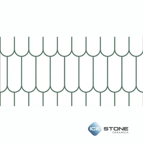 White Green Vertical Scale Texture Glossy Subway Ceramic Wall Tile 1×2 ft – 174-LT - Image 3