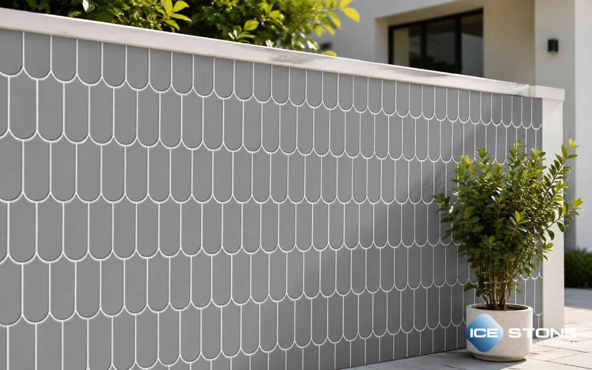 Outdoor wall tiles design in stone and 3D texture finish – Icestone Ceramica